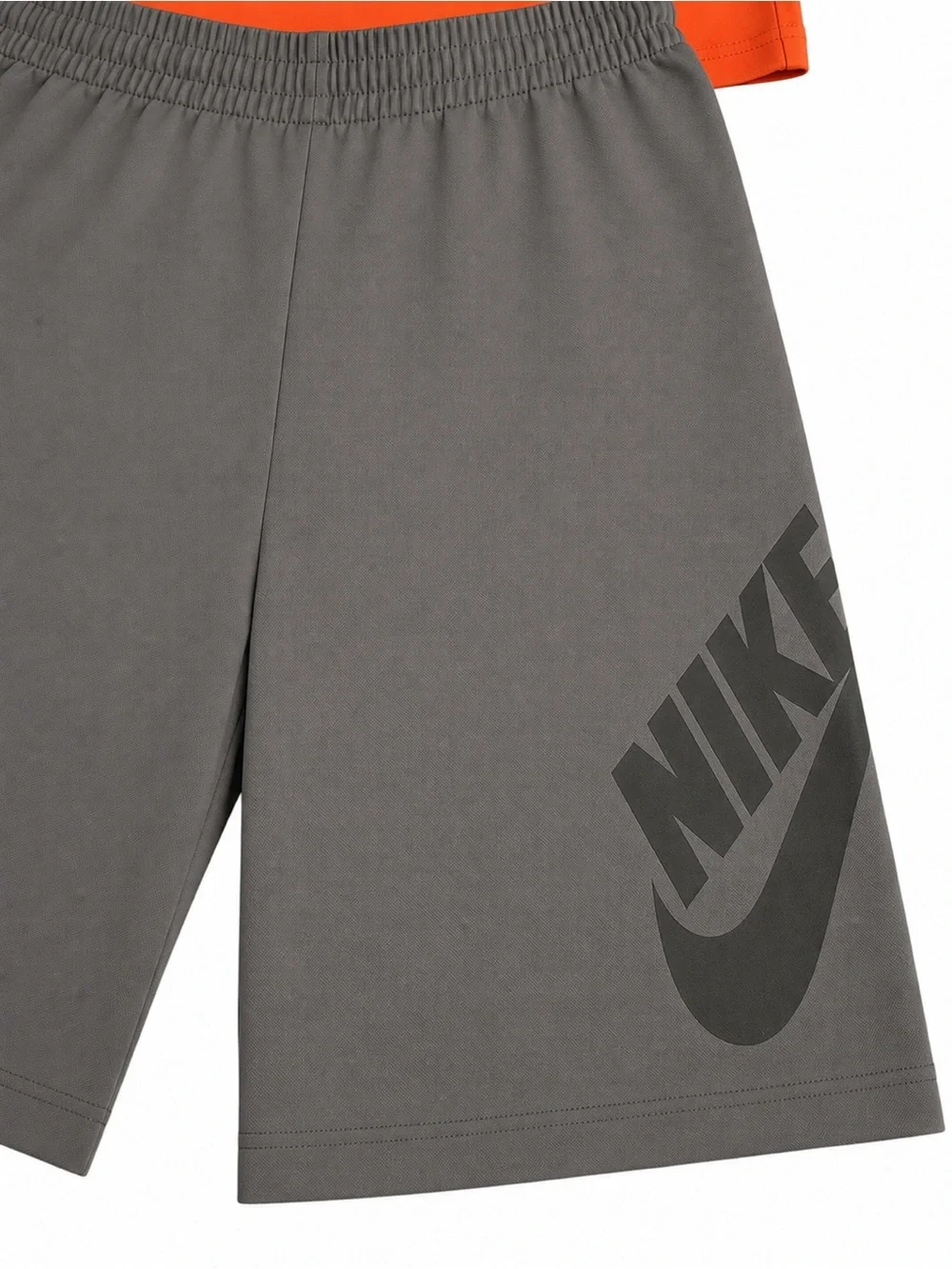 NIKE Dri-Fit Youth Athletic Outfit Orange Gray Long Sleeve Shirt & SB Shorts